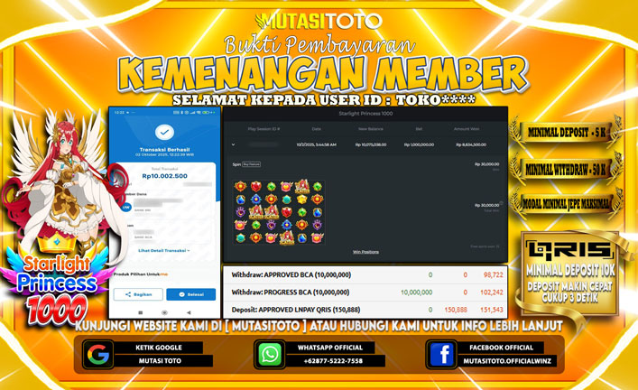 KEMENANGAN MEMBER BERMAIN DI STARLIGHT PRINCESS 1000