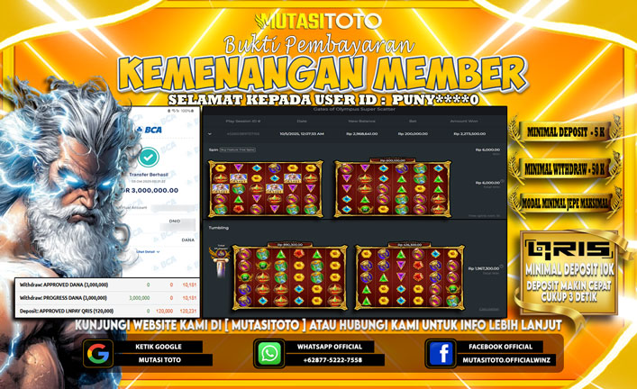 KEMENANGAN MEMBER BERMAIN DI GATES OF OLYMPUS SUPER SCATTER