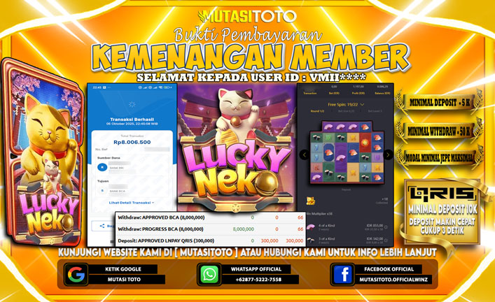 KEMENANGAN MEMBER BERMAIN DI PG SOFT LUCKY NEKO