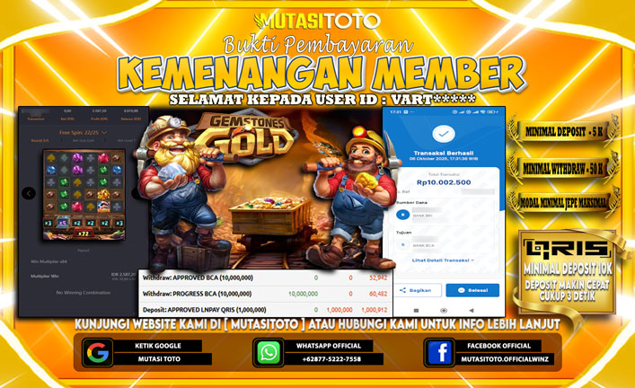 KEMENANGAN MEMBER BERMAIN DI PG SOFT GEMSTONES GOLD