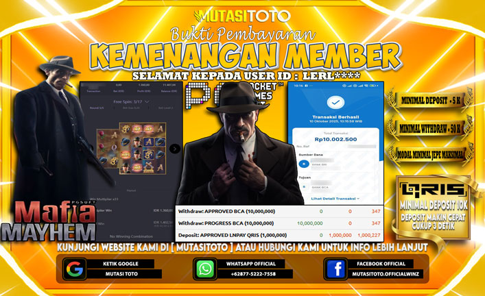 KEMENANGAN MEMBER BERMAIN DI PG SOFT MAFIA MAYHEM