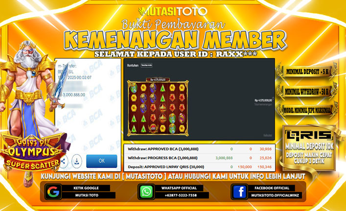 KEMENANGAN MEMBER BERMAIN DI GATES OF OLYMPUS SUPER SCATTER