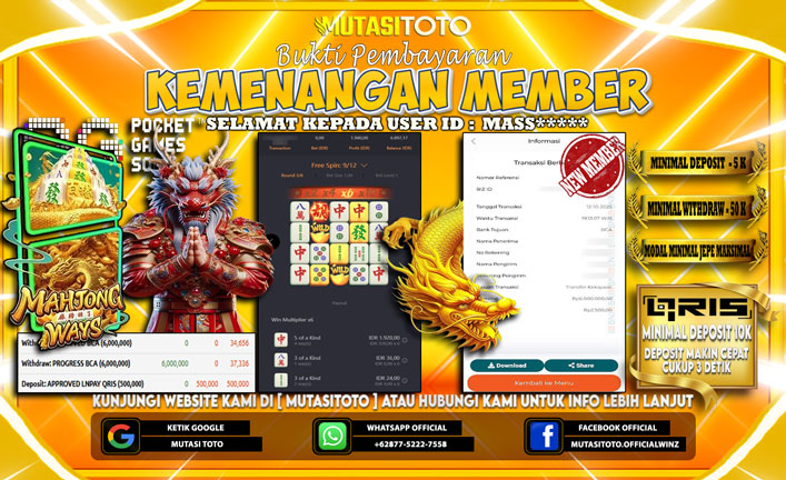 KEMENANGAN MEMBER BERMAIN DI MAHJONG WAYS 1