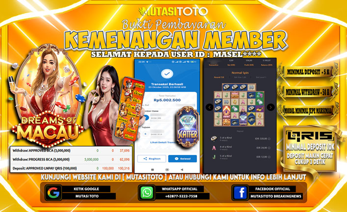 KEMENANGAN MEMBER BERMAIN DI DREAMS OF MACAU