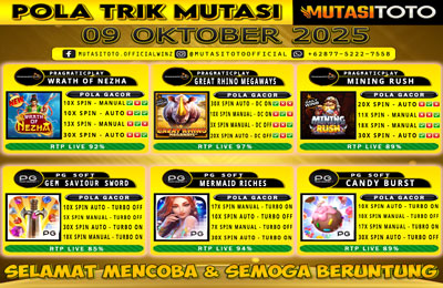 POLA GACOR TERUPDATE 09 OKTOBER 2025 – MUTASITOTO