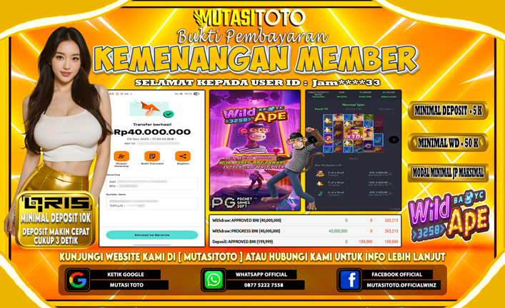 KEMENANGAN MEMBER BERMAIN DI PG SOFT WILD APE