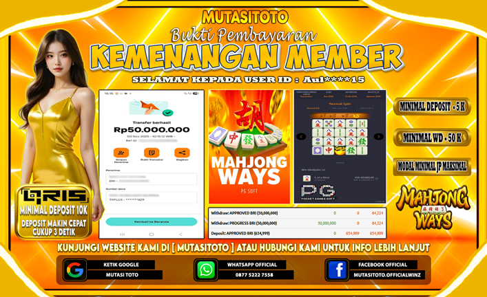 KEMENANGAN MEMBER BERMAIN PG SOFT MAHJONG WAYS 1