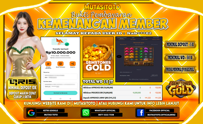 KEMENANGAN MEMBER BERMAIN DI PG SOFT GEMSTONES GOLD