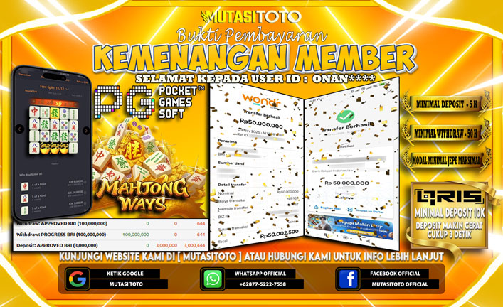 KEMENANGAN MEMBER BERMAIN PG SOFT MAHJONG WAYS 1