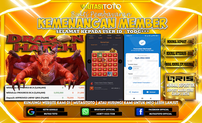 KEMENANGAN MEMBER BERMAIN PG SOFT – DRAGON HATCH