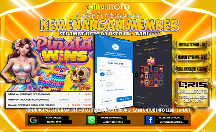 KEMENANGAN MEMBER BERMAIN PG SOFT – PINATA WINS