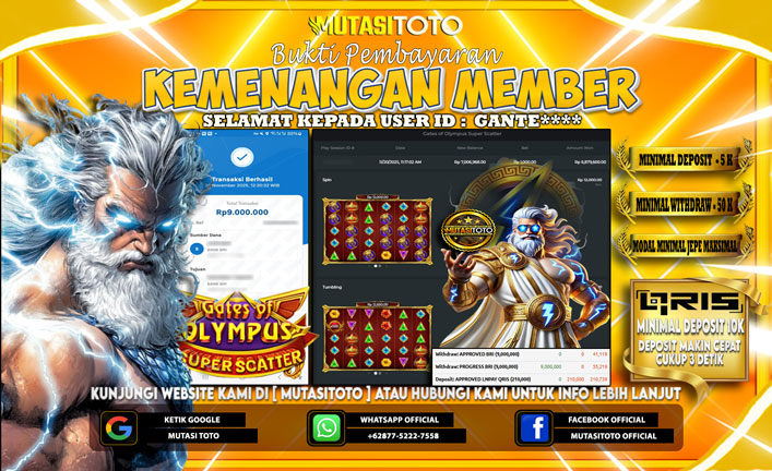 KEMENANGAN MEMBER BERMAIN GATES OF OLYMPUS SUPER SCATTER