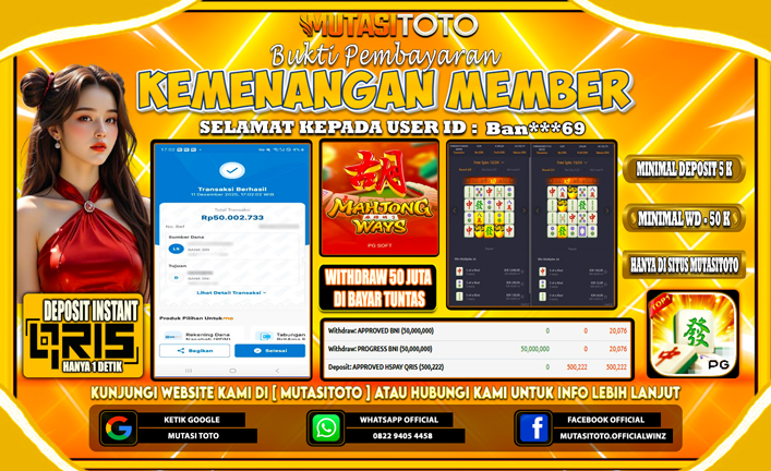 KEMENANGAN MEMBER BERMAIN PG SOFT – MAHJONG WAYS 1