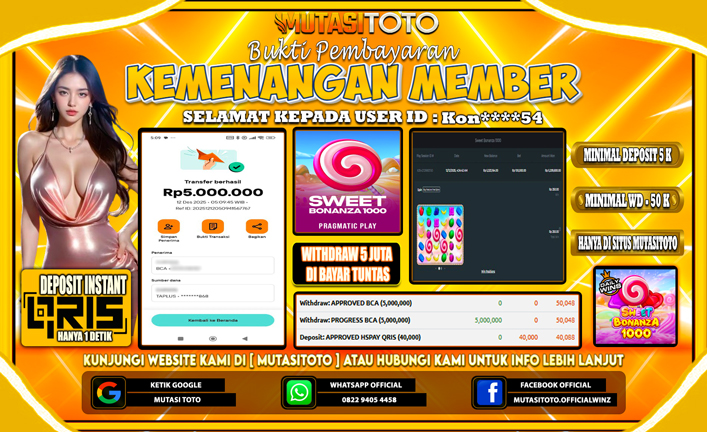 KEMENANGAN MEMBER BERMAIN DI SWEET BONANZA 1000