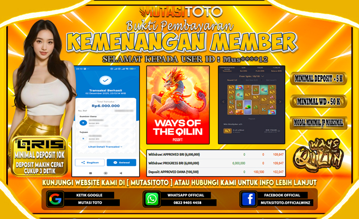 KEMENANGAN MEMBER BERMAIN PG SOFT – WAYS OF THE QILIN