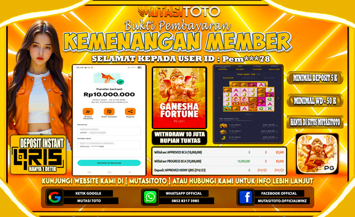 KEMENANGAN MEMBER BERMAIN DI PG SOFT  GANESHA FORTUNE