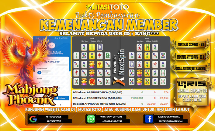 KEMENANGAN MEMBER BERMAIN DI MAHJONG PHOENIX